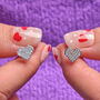 Personalised Pixel Heart Silver Earring Studs, thumbnail 2 of 6