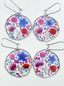 Statement Earrings With Colourful Flowers In Silver, 5 of 12