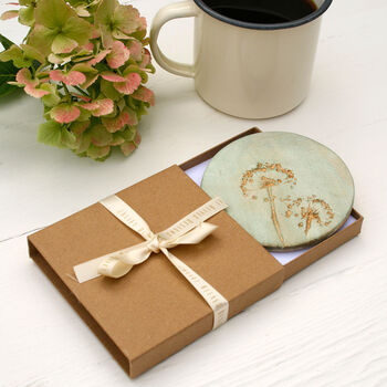 Green And Gold Wild Flower Coasters, 6 of 10