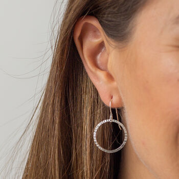 Hammered Circle Drop Earrings, 3 of 4