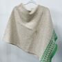 Lambswool Knitted Poncho In Linen And Spring Green, thumbnail 2 of 3