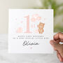 Personalised Bear First Birthday Little Girl Card, thumbnail 1 of 3