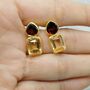 Garnet Citrine Silver Stud Earrings, thumbnail 8 of 11