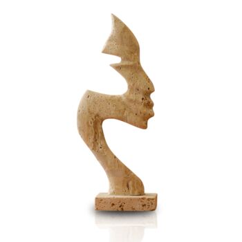 Abstract Travertine Face Sculpture, 2 of 2