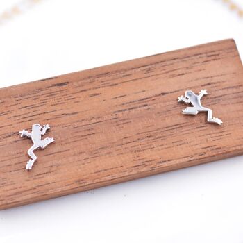 Frog Stud Earrings In Sterling Silver, 3 of 12