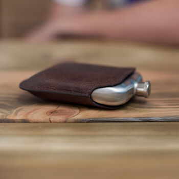 Silver Hip Flask With Vintage Leather Sleeve, 4 of 11