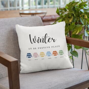 Personalised 'Winter At' Home Cushion, 2 of 4