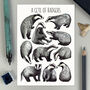Badgers Wildlife Watercolour Postcard, thumbnail 1 of 8