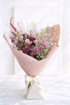 Luxury Dried Flower Bouquet In Berry, 3 of 3