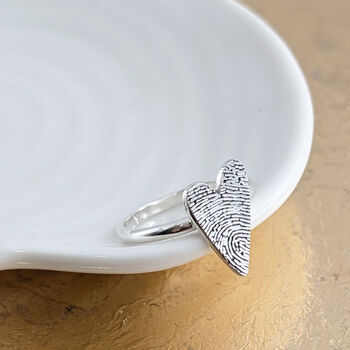 Personalised Silver Fingerprint Heart Ring, 4 of 5