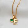 Gold Plated Initial And Birthstone Charm Necklace, thumbnail 1 of 5