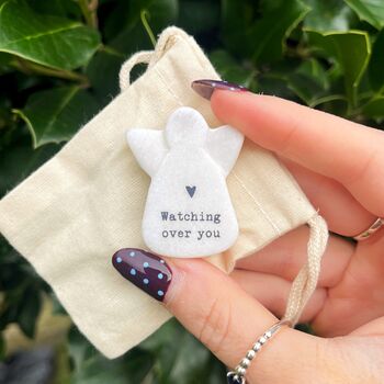 Tiny Marble Angel Watching Over You And Gift Pouch, 3 of 4