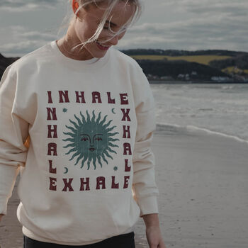 Womens 'Inhale Exhale' Coconut Milk Sweatshirt, 2 of 5