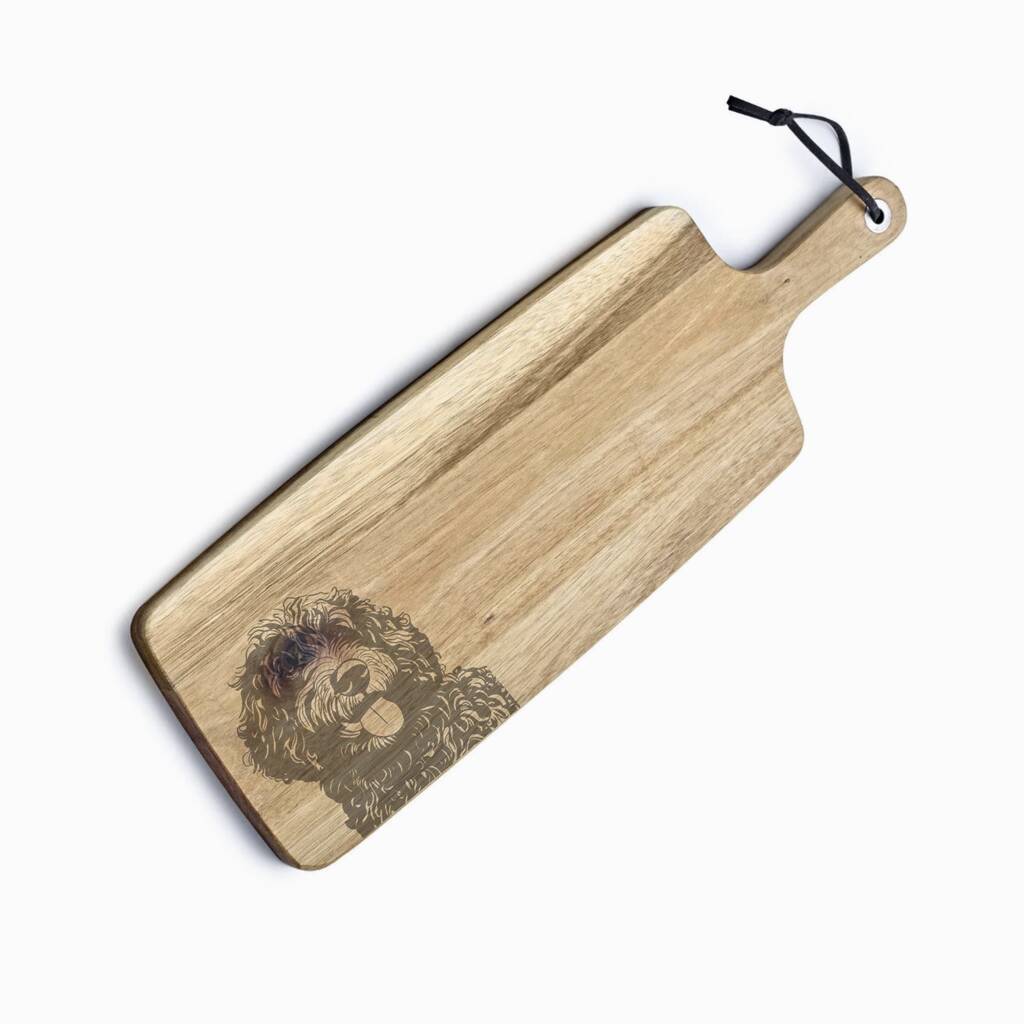 Personalised Spanish Water Dog Engraved Acacia Serving Board, 1 of 2