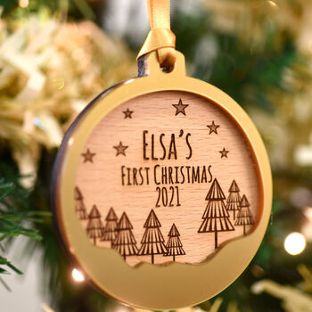 Baby's First Christmas Personalised Wooden Decoration, 7 of 12