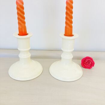 Pair Of Vintage Porcelain Candlesticks ~ 31, 2 of 4