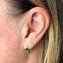Green Onyx Tiny Hexagon Hoop Earrings 18ct Gold Plated, thumbnail 3 of 8