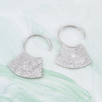 Textured Circular Sterling Silver Hoop Earrings, 4 of 8