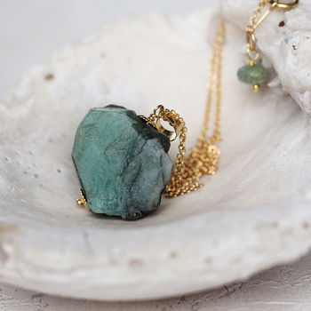 Raw Emerald Stone Necklace, 6 of 12