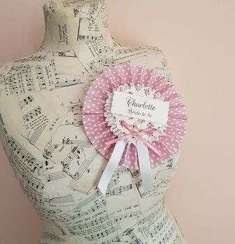 Personalised Bride To Be Polka Dot Hen Party Rosette, 2 of 2