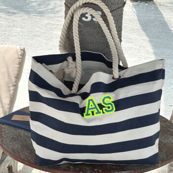Monogrammed Beach Bag Embroidered In Neon Thread, 4 of 4
