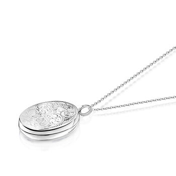 Large Sterling Silver Oval Locket Necklace With Scroll, 5 of 11