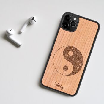 Ying Yang Floral Wooden Case iPhone Samsung Google, 2 of 6