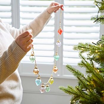 Mirai Pendent Coloured Recycled Glass Bauble Garland, 4 of 4