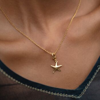 Starfish Charm Necklace, Sterling Silver Or Gold Plated, 5 of 9