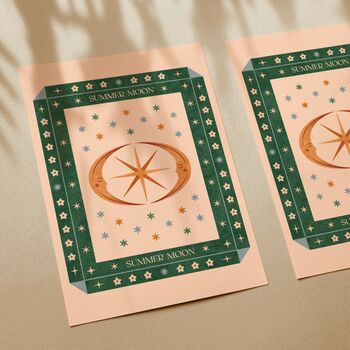 Summer Moon, Celestial Lunar Art Print, Bohemian Poster, 2 of 3