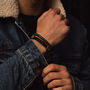 Mens Black Adjustable Leather Bracelet Double Clasp, thumbnail 11 of 11
