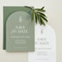 Olive Arch Shaped Wedding Save The Date Cards, thumbnail 1 of 5