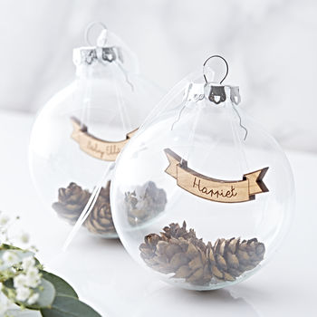Personalised Banner Pine Cone Bauble, 2 of 4