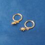 Gold Starburst Charm Hoop Earrings, thumbnail 3 of 7