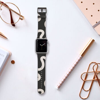 Black And White Swirl Vegan Leather Apple Watch Band, 4 of 7