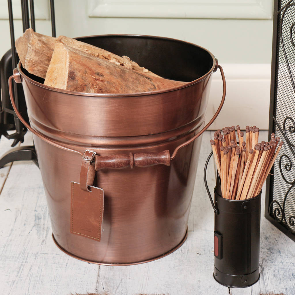antique copper fireside bucket selection by dibor