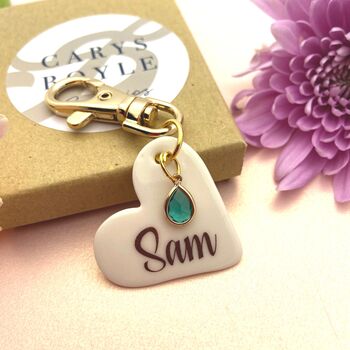 Personalised March Birthstone Key Ring, 5 of 5