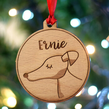 Dog Christmas Decoration Bauble Wooden Personalised, 11 of 12