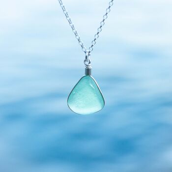 Cornish Sea Glass Pendant Aqua, 2 of 8