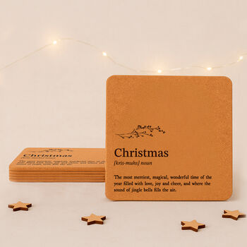 Set Of Six 'Christmas' Cork Coasters | Homeware | Tableware | Festive, 2 of 3