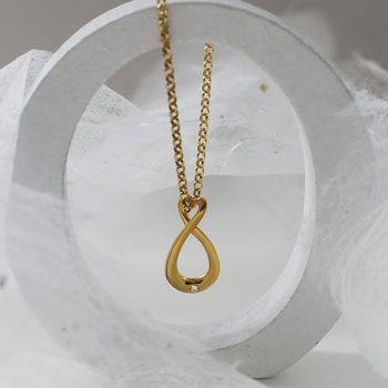 Sterling Silver Gold Plated Diamond Eternal Love Necklace, 5 of 7