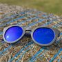 Rivington Sunglasses Recycled Denim Frame And Blue Lens, thumbnail 2 of 7