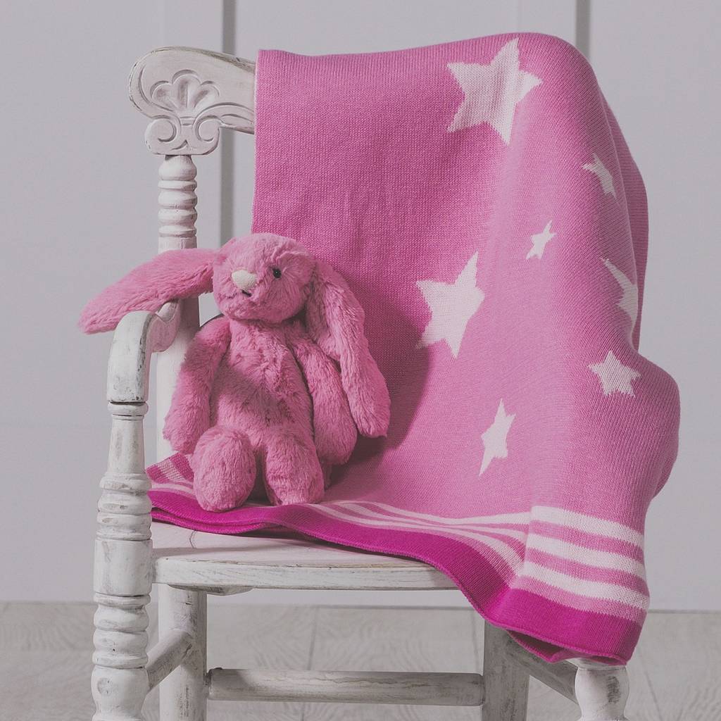 Personalised Pink Star Baby Blanket And Bashful Bunny By That's Mine