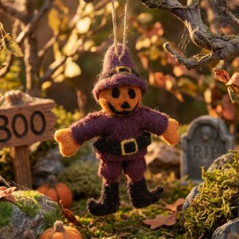 Handmade Felt Jack The Pumpkin Halloween Decoration, 4 of 4