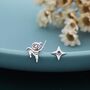 Sterling Silver Mismatched Ninja And Ninja Shuriken Star Stud Earrings, thumbnail 1 of 12