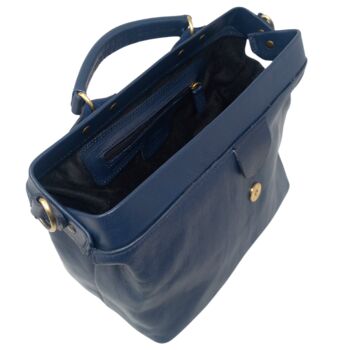 Small Navy Blue Doctor Bag Crossbody Handheld, 7 of 8