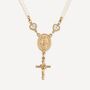 Handmade Freshwater Pearl Rosary Choker With Rose Cross Charm, thumbnail 3 of 10