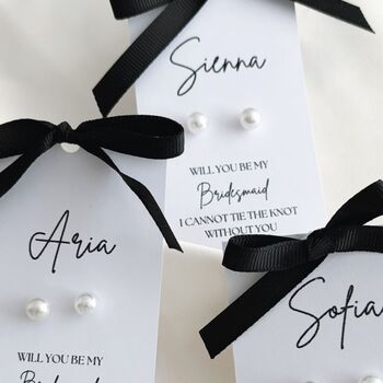 Personalised Pearl Earrings For Bridesmaid Proposal, 2 of 3