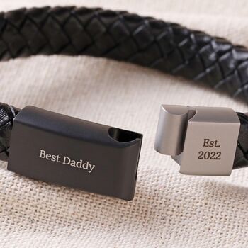 Men's Personalised Woven Leather Bracelet, 3 of 11