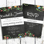 Floral Chalkboard Evening Postcard Invites, thumbnail 1 of 2